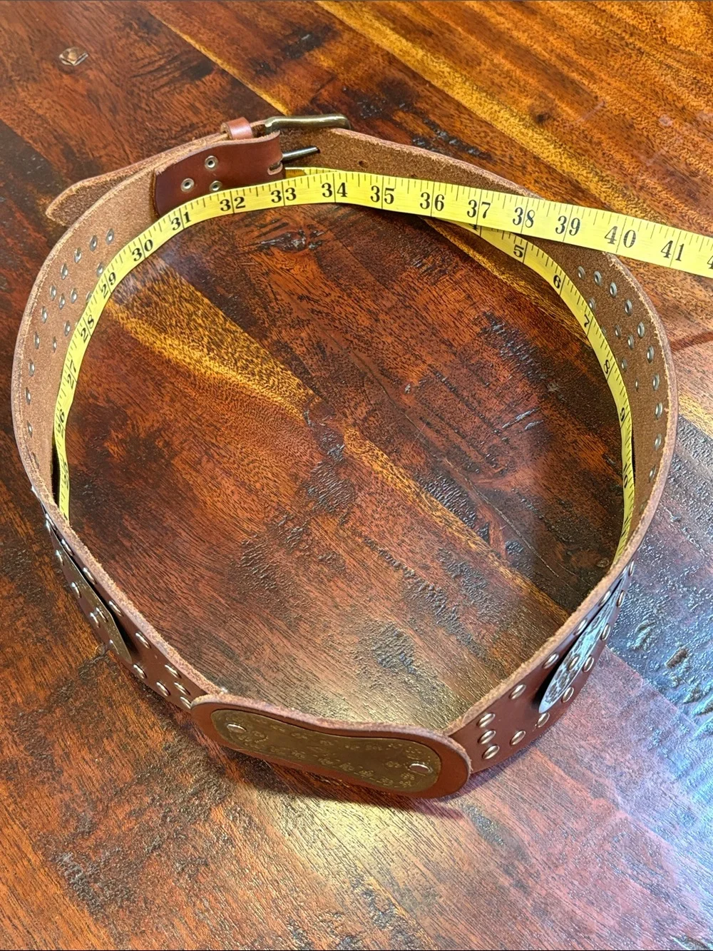 Vintage Ralph Lauren Western Studded Wide Leather Belt Spring 2002 size Medium